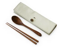 Besteck Set Mit EssstÀbchen, Löffel Und Leder-Tasche